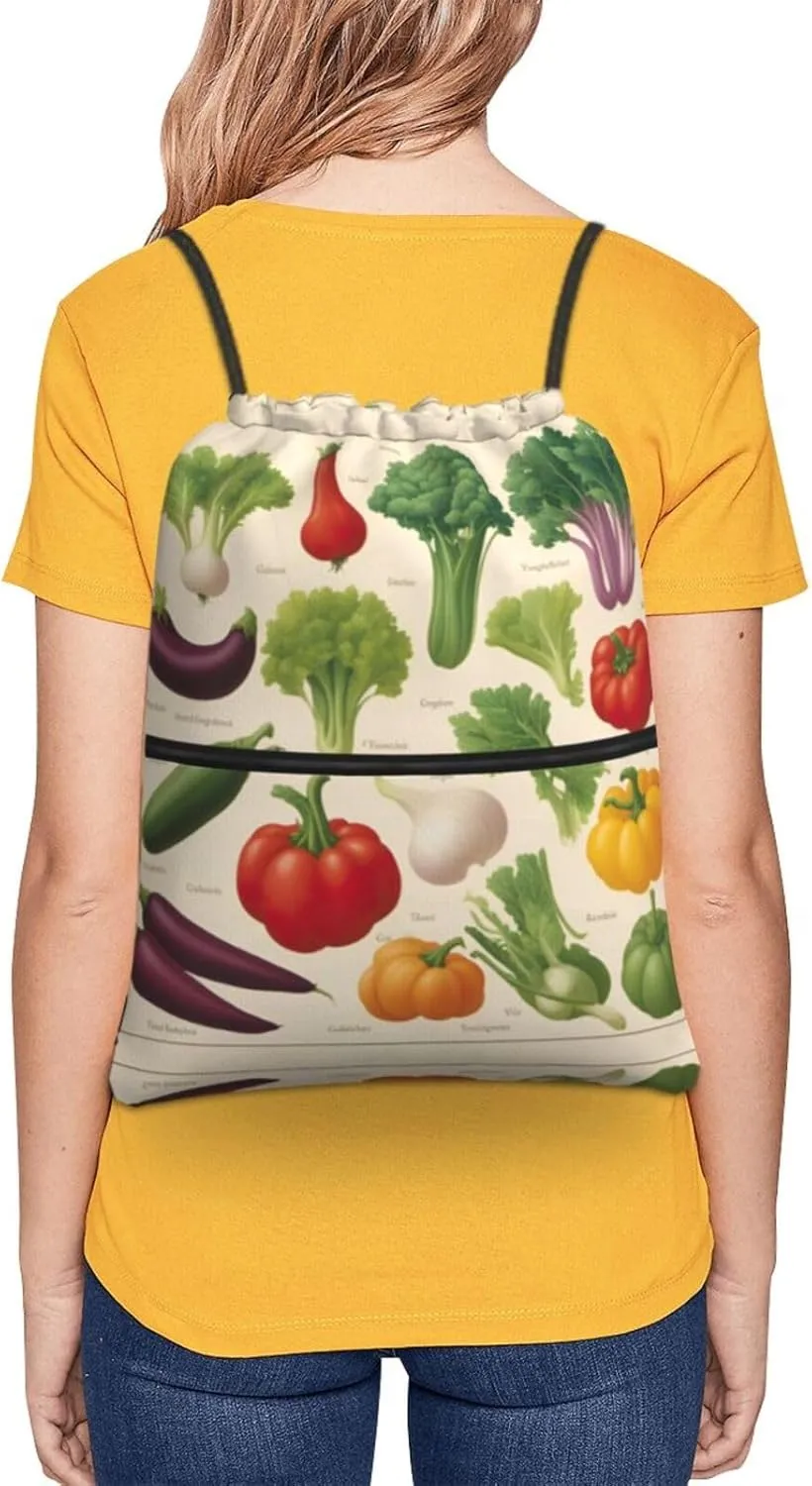 Introduction Of Various Vegetables Drawstring Backpack String Bag Sackpack Cinch For Gym Shopping Sport Yoga