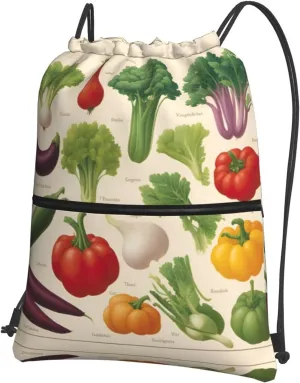 Introduction Of Various Vegetables Drawstring Backpack String Bag Sackpack Cinch For Gym Shopping Sport Yoga