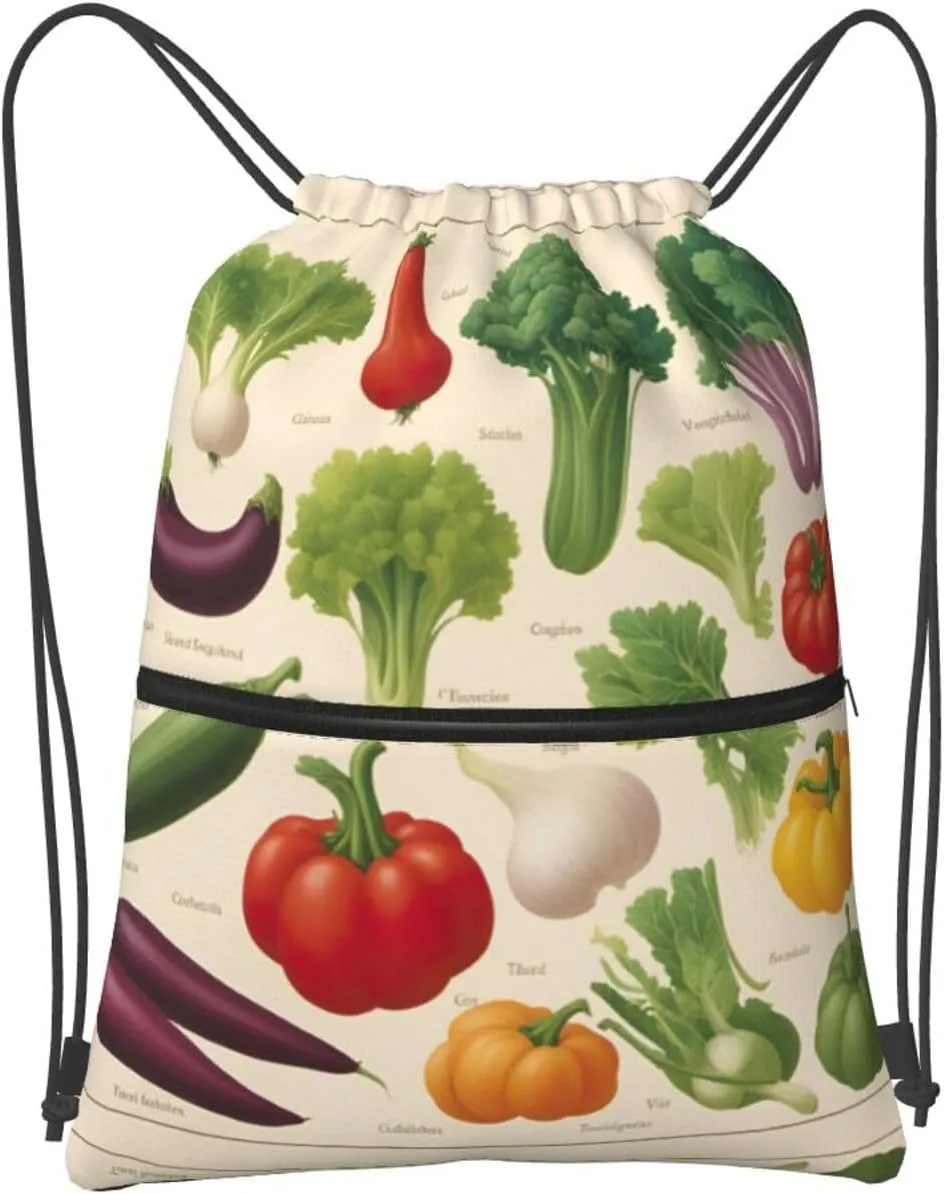 Introduction Of Various Vegetables Drawstring Backpack String Bag Sackpack Cinch For Gym Shopping Sport Yoga