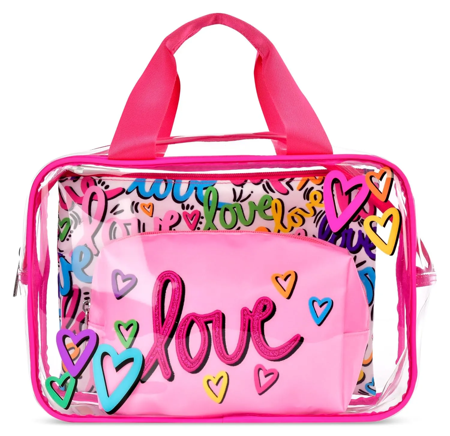 iscream   Corey Paige 3-Piece Large, Medium and Small Bag Set for Toiletry and Cosmetic Storage and Travel - Love Letters