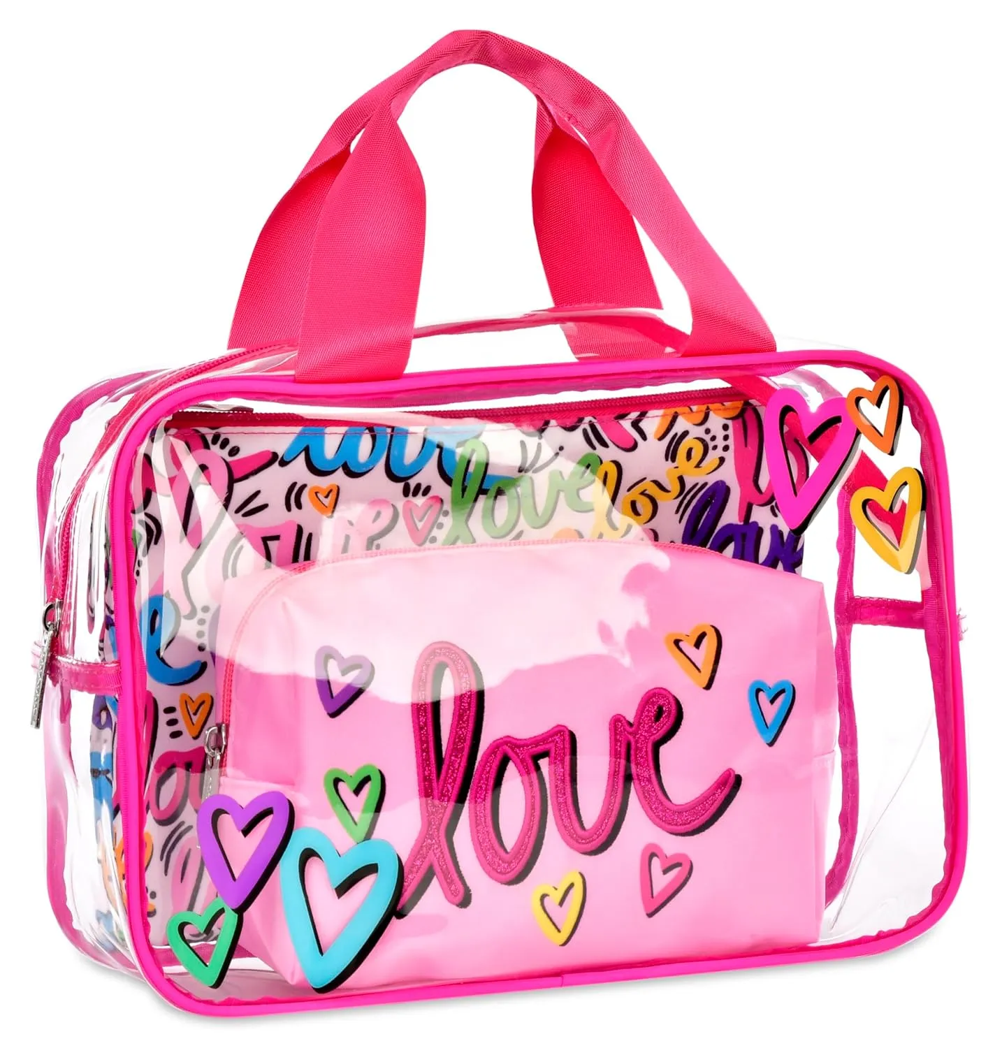 iscream   Corey Paige 3-Piece Large, Medium and Small Bag Set for Toiletry and Cosmetic Storage and Travel - Love Letters