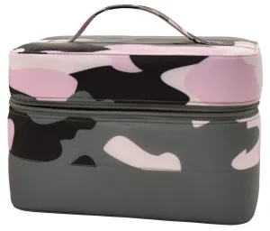 iscream Orchid Dusk Camo Zippered, Handled, Fully Lined 9" x 6" Train Case Style Cosmetic Travel Bag