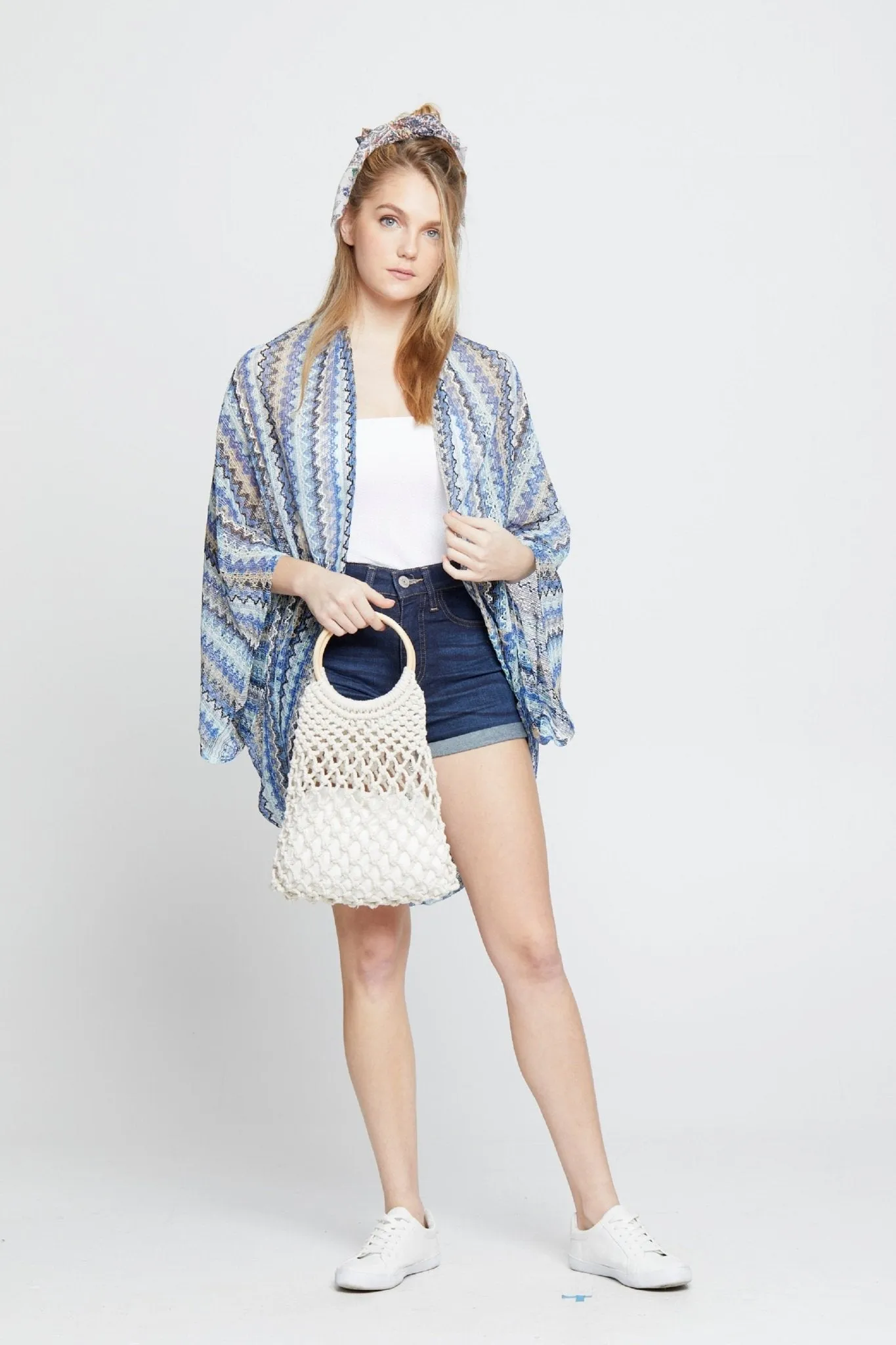 IVA105 Linda Macrame Crochet Tote Bag With Wooden Handles
