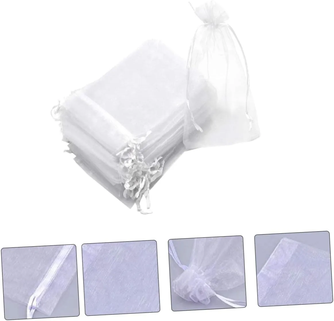 IWOWHERO Drawstring Bag Gauze 100pcs Jewelry Pouch for Storage Reusable Drawstring Pouch for Candy Party Needs