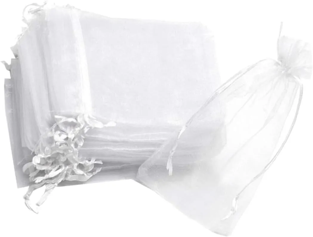 IWOWHERO Drawstring Bag Gauze 100pcs Jewelry Pouch for Storage Reusable Drawstring Pouch for Candy Party Needs