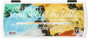 Jack Richeson Set of 12 Semi Moist Collegiate Metallic Watercolor