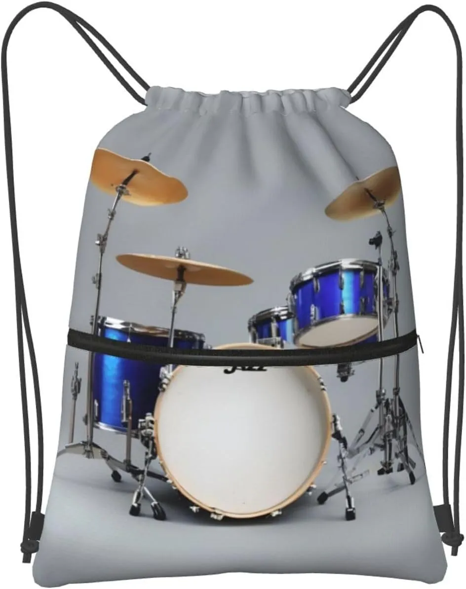 Jazz Drum Drawstring Backpack String Cinch Bag For Fitness Workout, Daily Commute, Travel