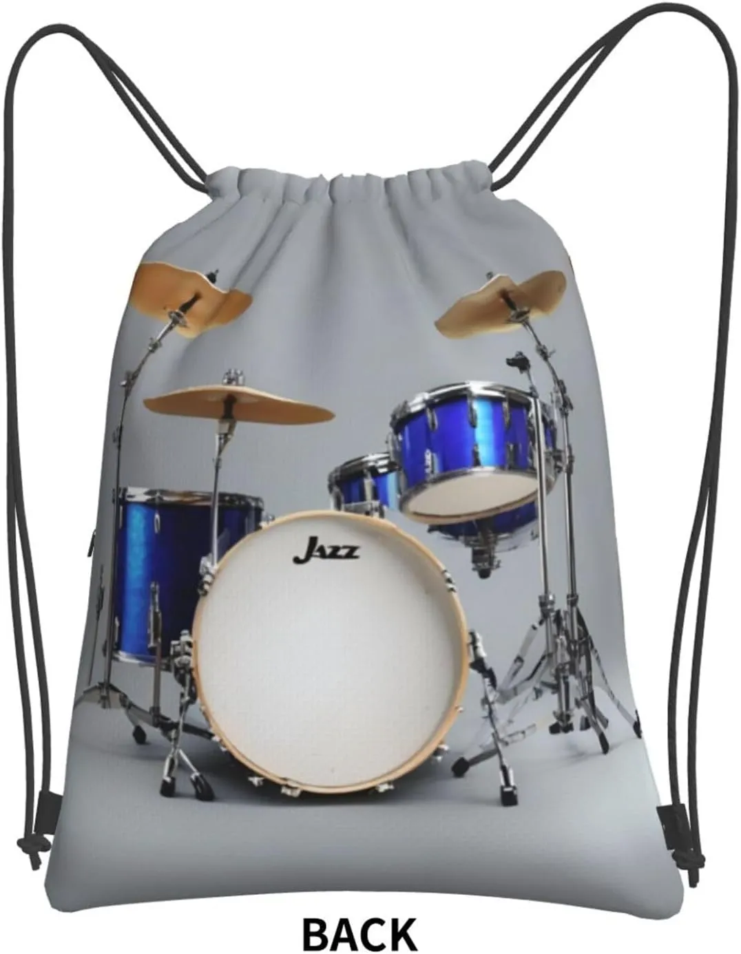 Jazz Drum Drawstring Backpack String Cinch Bag For Fitness Workout, Daily Commute, Travel