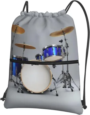 Jazz Drum Drawstring Backpack String Cinch Bag For Fitness Workout, Daily Commute, Travel
