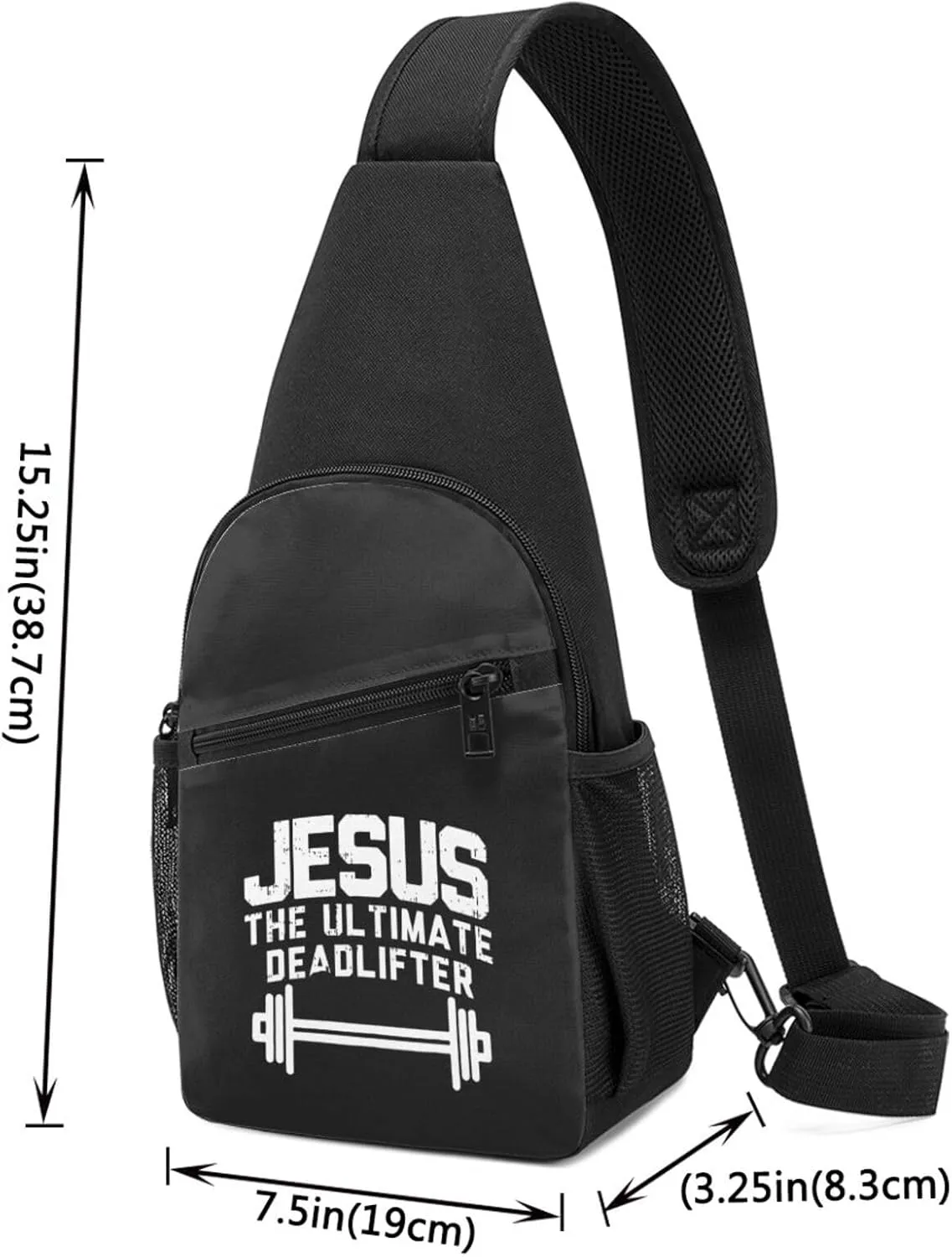 Jesus The Ultimate Deadlifter Chest Pack Leisure Shoulder Crossbody Chest Bag, Black