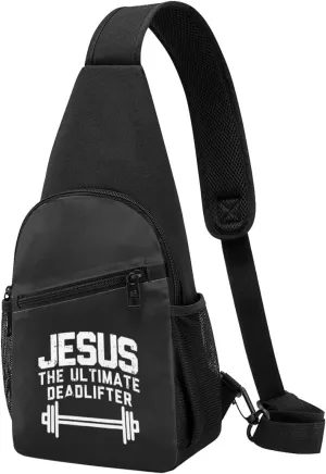 Jesus The Ultimate Deadlifter Chest Pack Leisure Shoulder Crossbody Chest Bag, Black