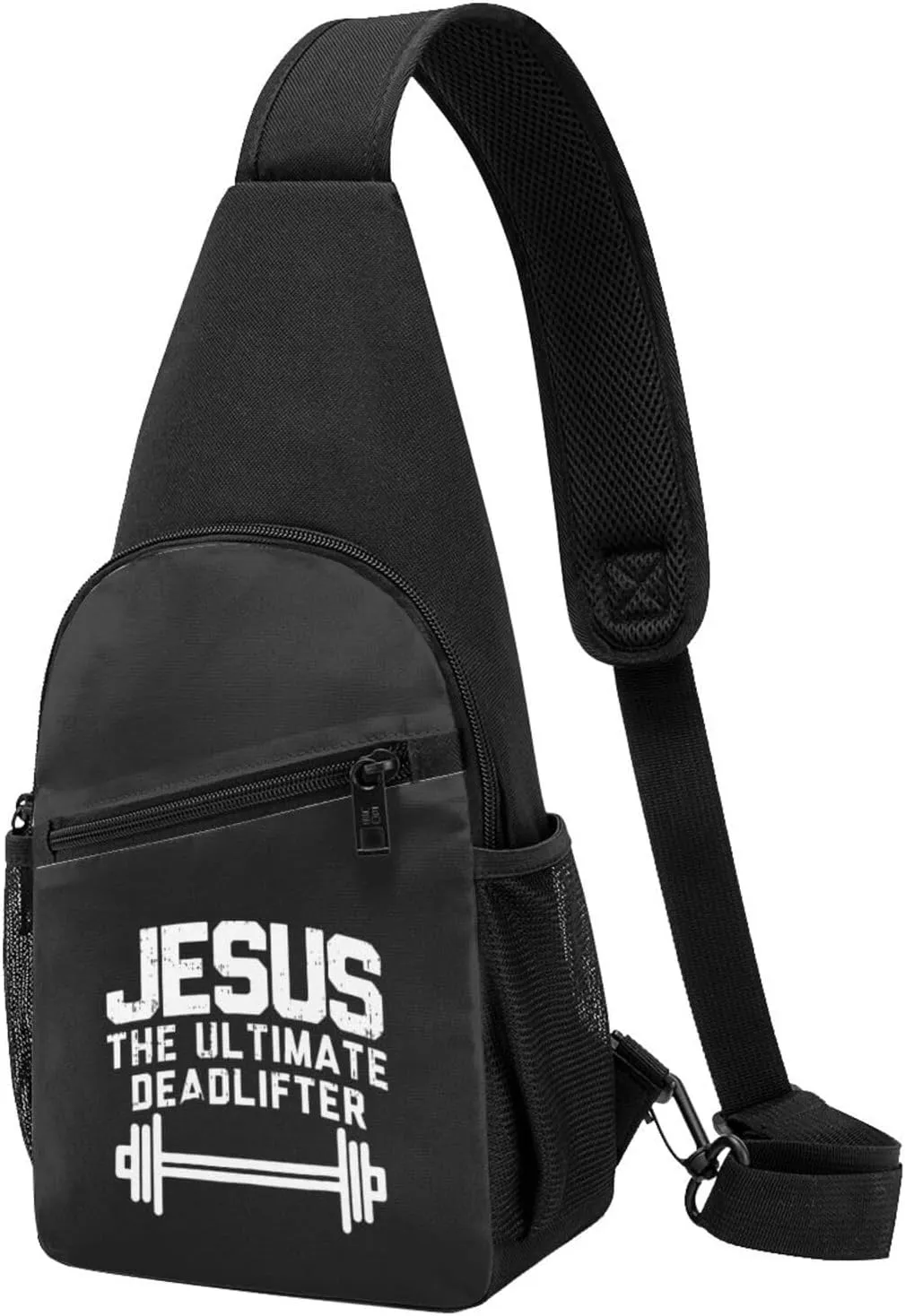 Jesus The Ultimate Deadlifter Chest Pack Leisure Shoulder Crossbody Chest Bag, Black