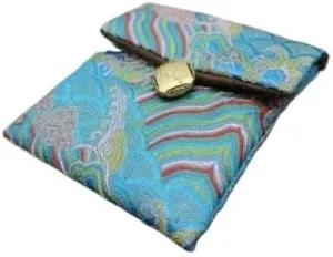 Jewelry Pouch,Drawstring Gift Bags Fine Seawater Jewelry Gift Bag Vintage Chinese Style Silk Brocade Jewellery Storage Pouch Bracelet Bangle Packaging Pouch(Lake Blue,5)