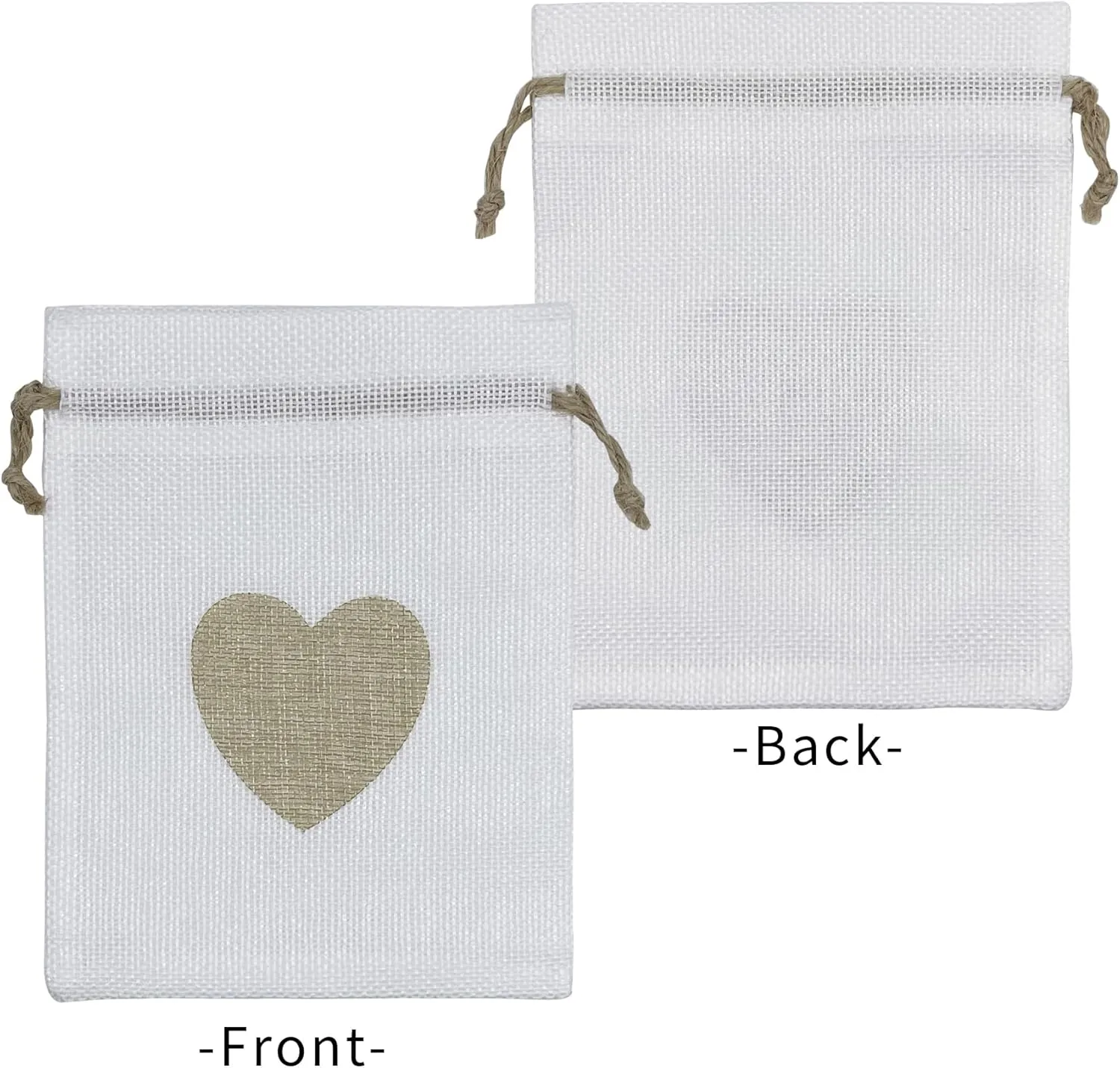Jexila 24PCS Mother's Day Heart Burlap Gift Bag with Drawstring 5X7 Inches Linen Jewelry Pouch Fabric Cloth Candy Goodie Bag for Wedding Shower Party Favor,Coffee,DIY Craft Bag