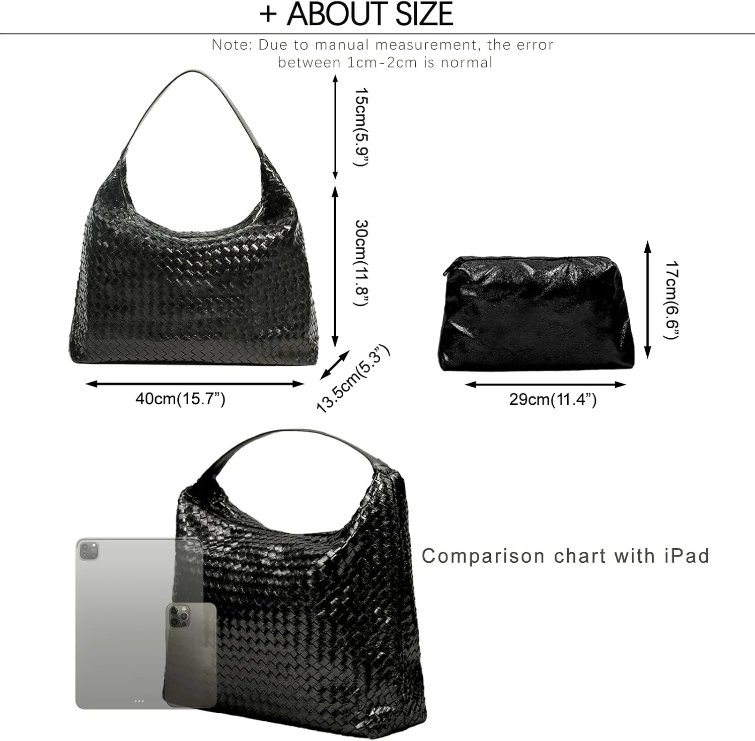 JINMANXUE Woven Tote Bag for Women, Woven Bags with Small Purse,Large Braided Top Handle Hobo Satchel Handbag