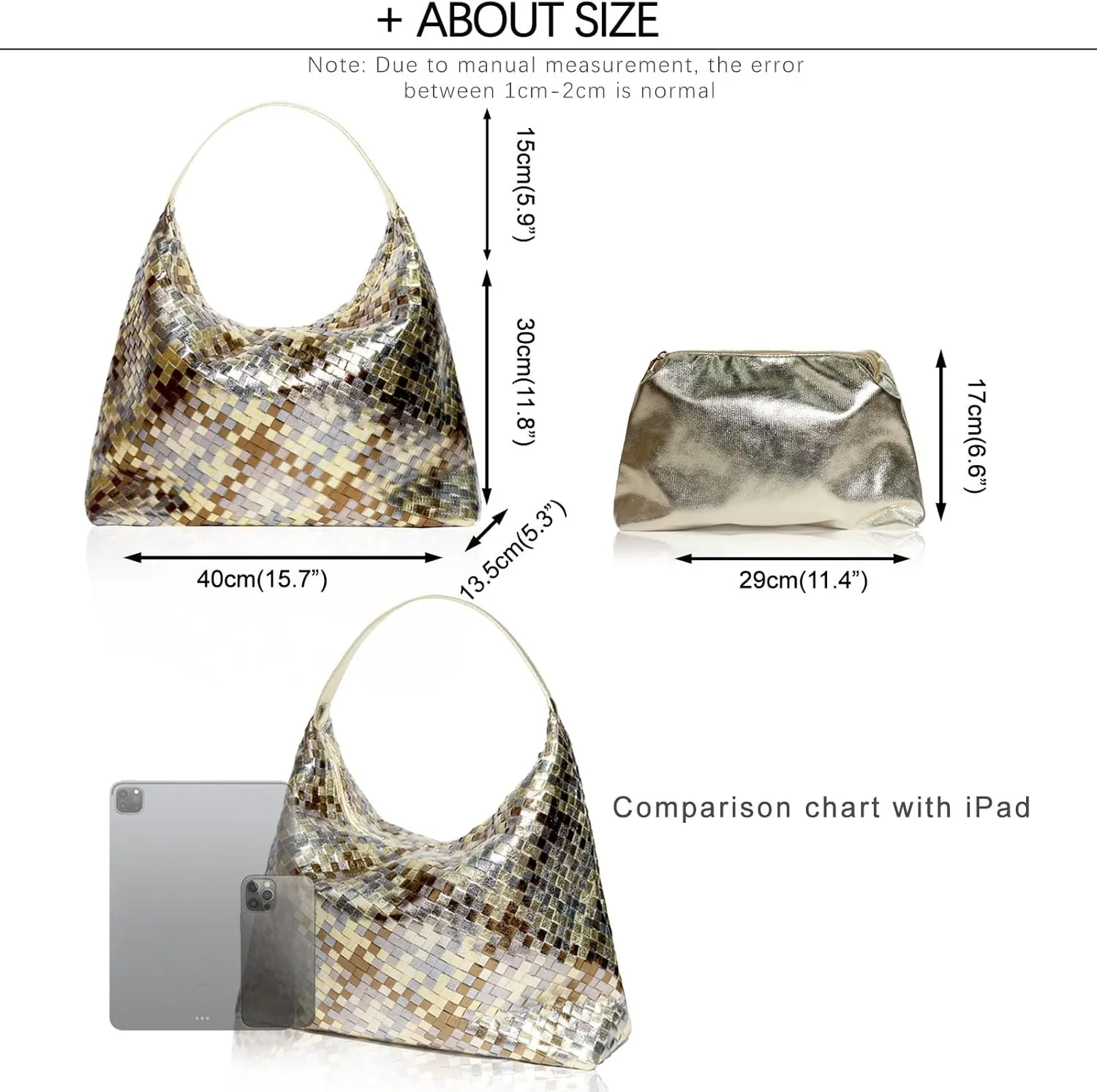 JINMANXUE Woven Tote Bag for Women, Woven Bags with Small Purse,Large Braided Top Handle Hobo Satchel Handbag