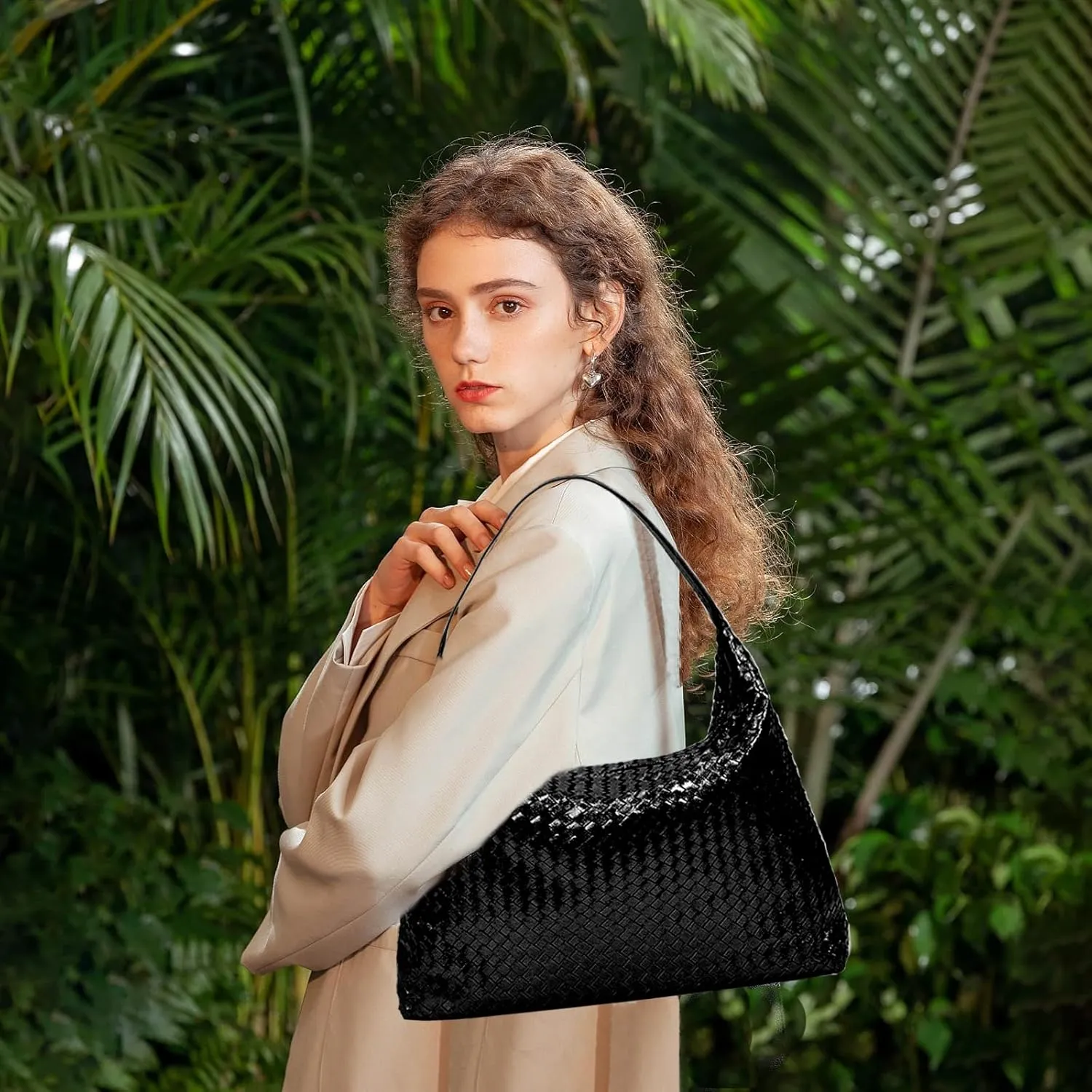 JINMANXUE Woven Tote Bag for Women, Woven Bags with Small Purse,Large Braided Top Handle Hobo Satchel Handbag