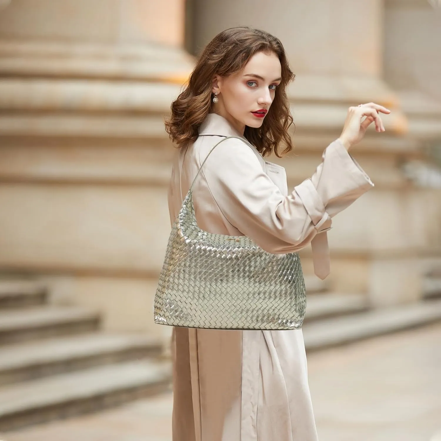 JINMANXUE Woven Tote Bag for Women, Woven Bags with Small Purse,Large Braided Top Handle Hobo Satchel Handbag