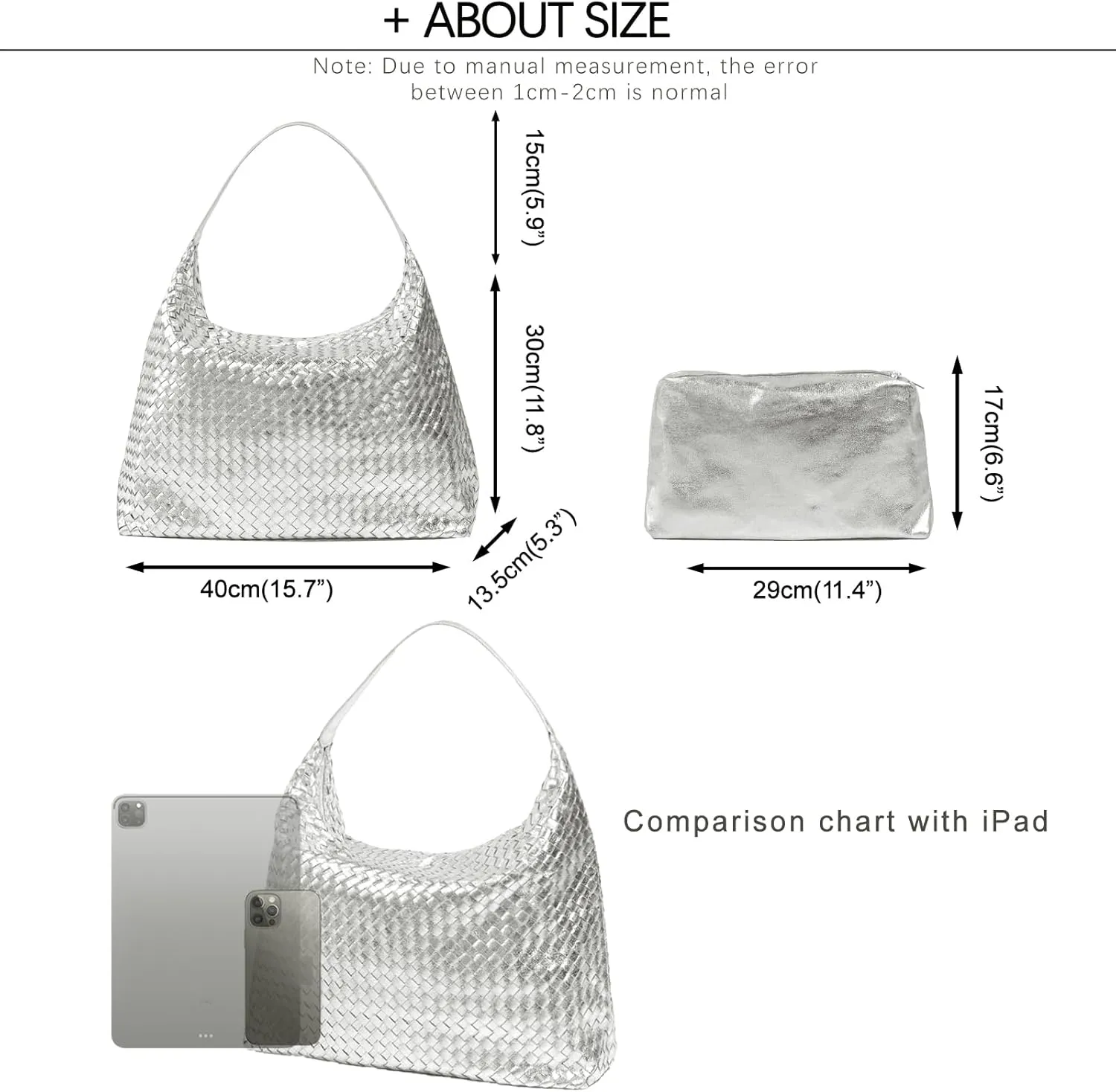 JINMANXUE Woven Tote Bag for Women, Woven Bags with Small Purse,Large Braided Top Handle Hobo Satchel Handbag