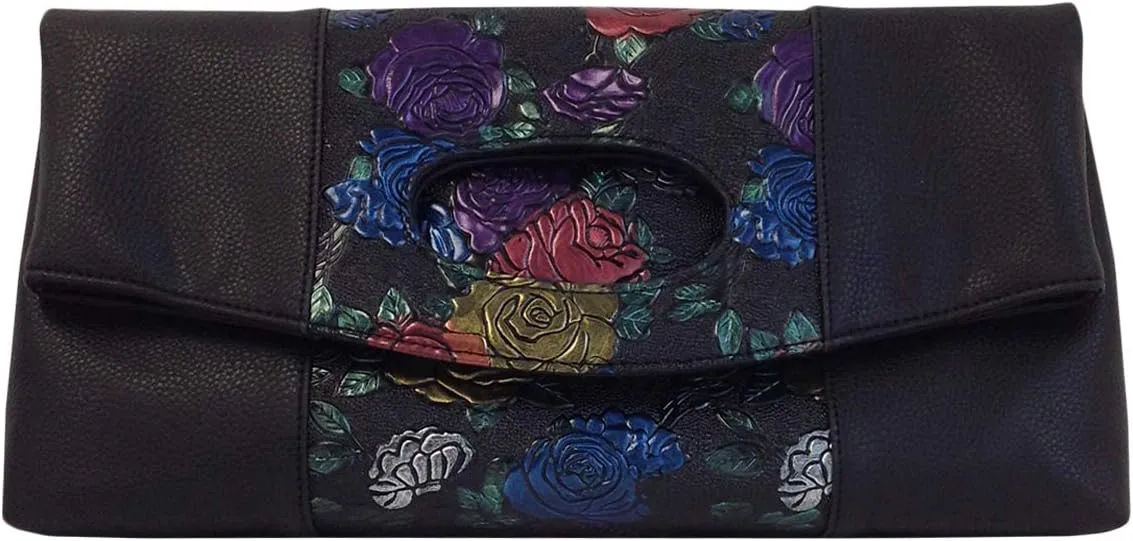 JNB Flower Print Fold Over Clutch