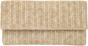 JNB Natural Straw Flat Clutch, Natural Medium