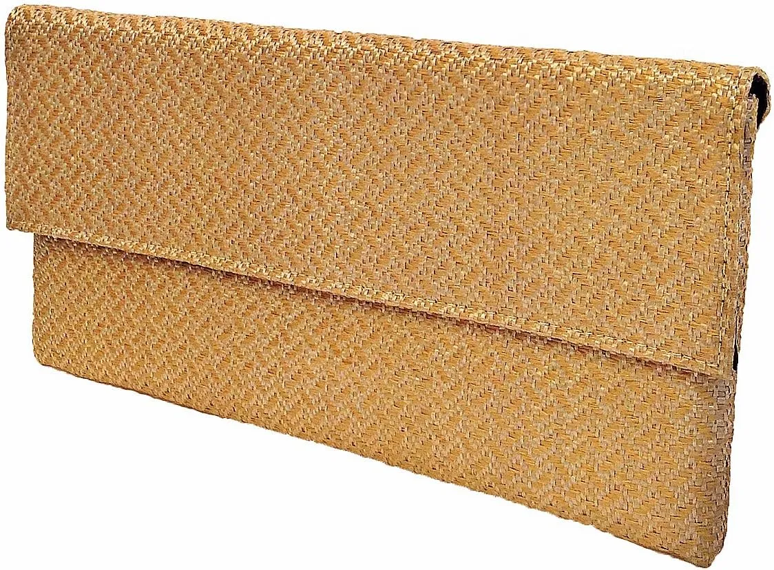 JNB Raffia Chevron Clutch