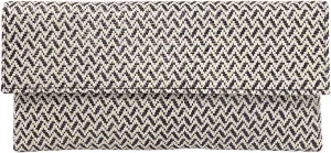 JNB Raffia Chevron Clutch