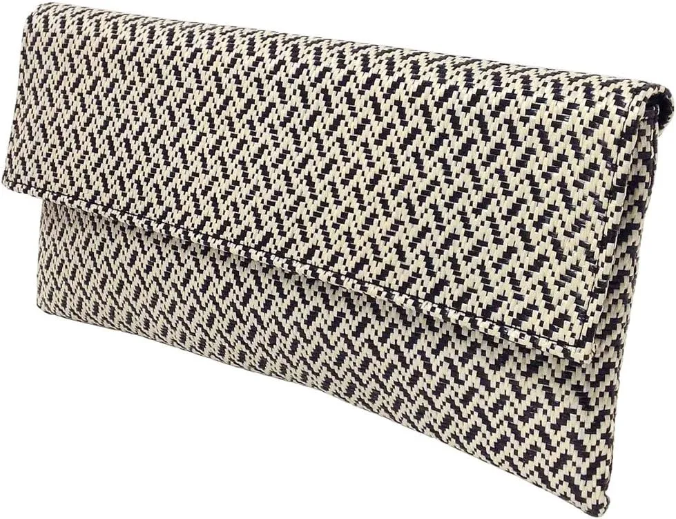 JNB Raffia Chevron Clutch