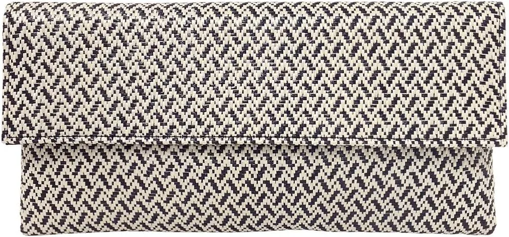 JNB Raffia Chevron Clutch