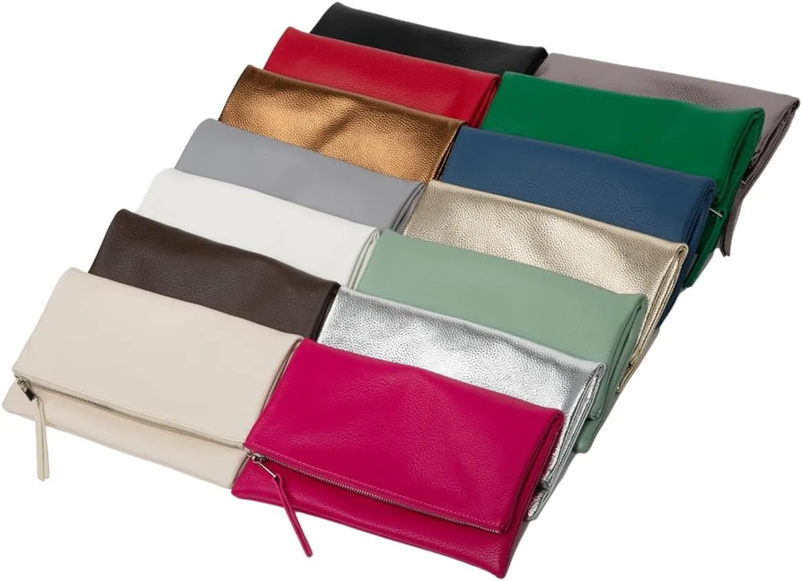 JNB Women's Faux Leather Zipper Foldover Clutch Purse with Tassel