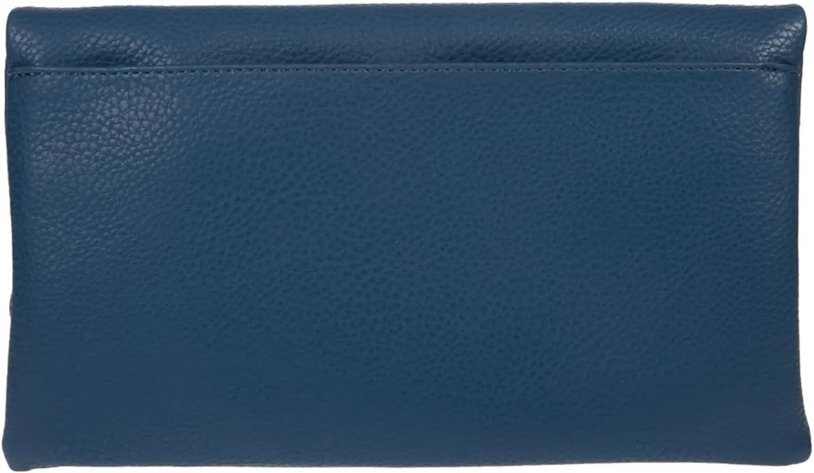 JNB Women's Faux Leather Zipper Foldover Clutch Purse with Tassel