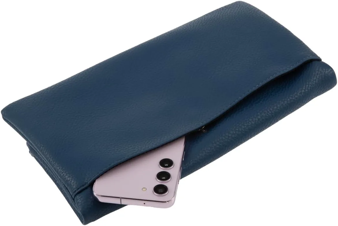 JNB Women's Faux Leather Zipper Foldover Clutch Purse with Tassel