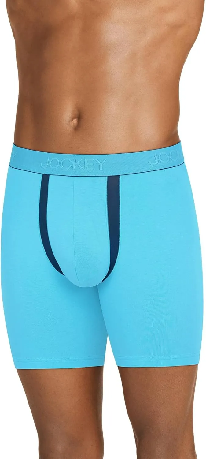 Jockey Men's Underwear Chafe Proof Pouch Cotton Stretch 6" Boxer Brief - 3 Pack