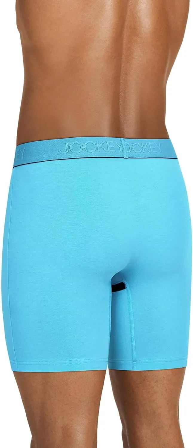 Jockey Men's Underwear Chafe Proof Pouch Cotton Stretch 6" Boxer Brief - 3 Pack