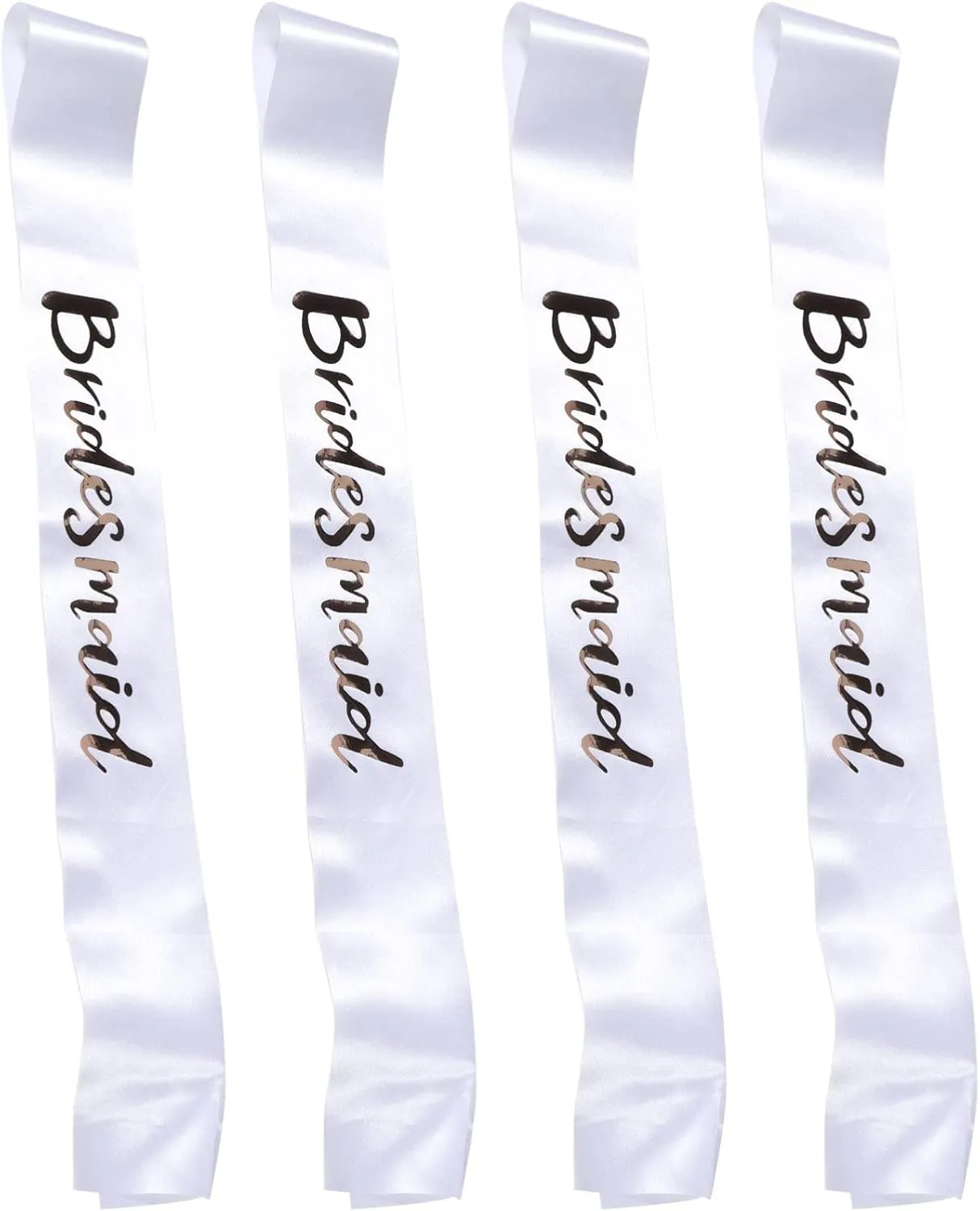 jojofuny 4pcs Shoulder Strap Etiquette Belt Satin Ribbon Decor Wedding Party Sashes Engagement Bridesmaid Etiquette Belt Satin Etiquette Supplies Party Supply Apparel Bronzing White