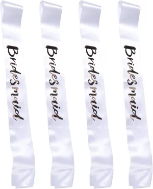 jojofuny 4pcs Shoulder Strap Etiquette Belt Satin Ribbon Decor Wedding Party Sashes Engagement Bridesmaid Etiquette Belt Satin Etiquette Supplies Party Supply Apparel Bronzing White