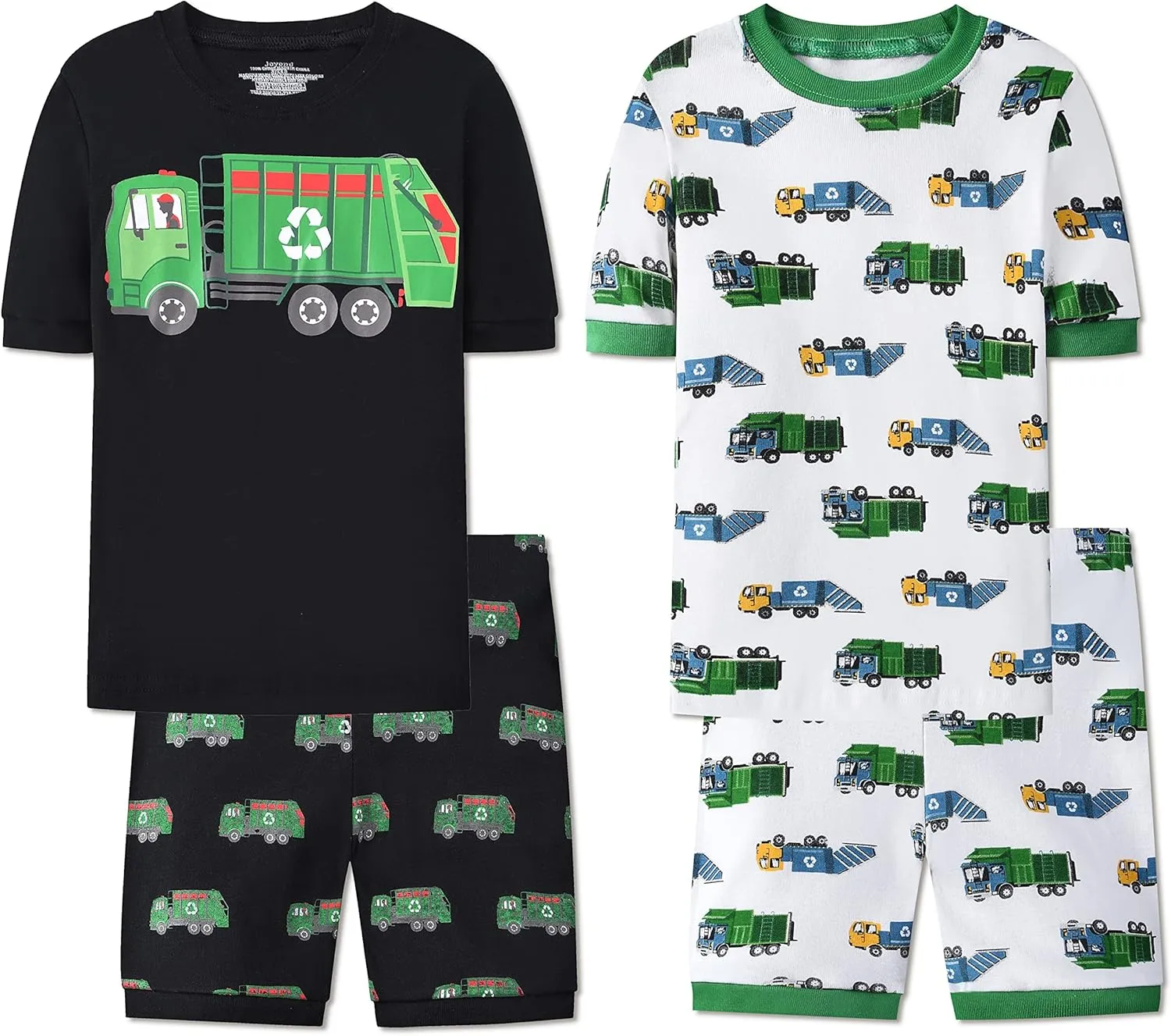 Joyond Boys Pure Cotton Summer Pjs for 2-14 Years, Kids Short Sleeve 4-Piece Pajamas Set Little Boys Sleepwear