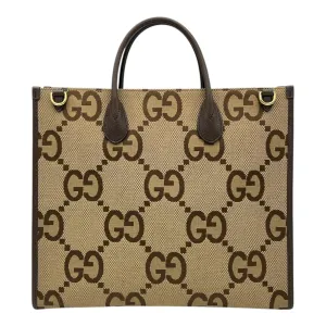 Jumbo GG Tote Bag Brown in Canvas, Gold hardware