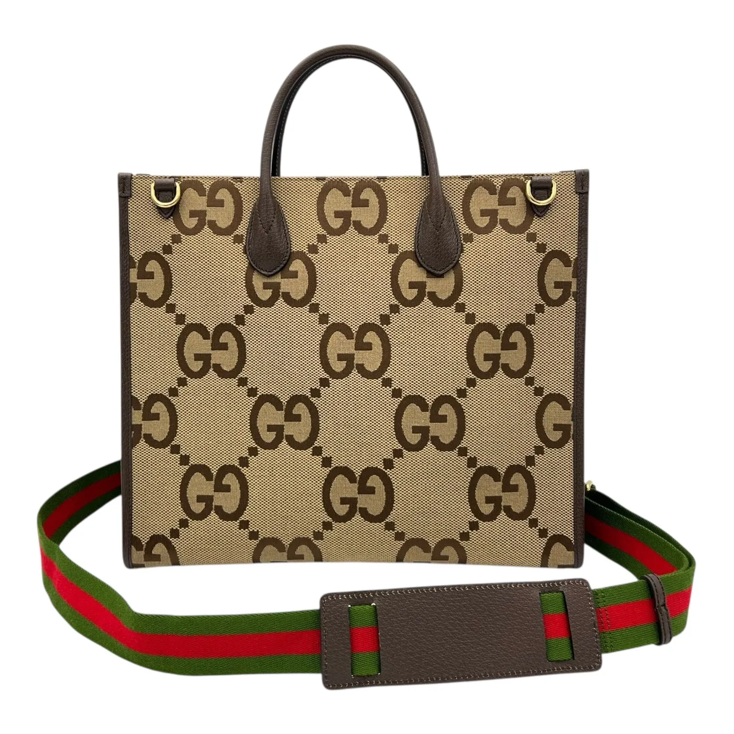 Jumbo GG Tote Bag Brown in Canvas, Gold hardware