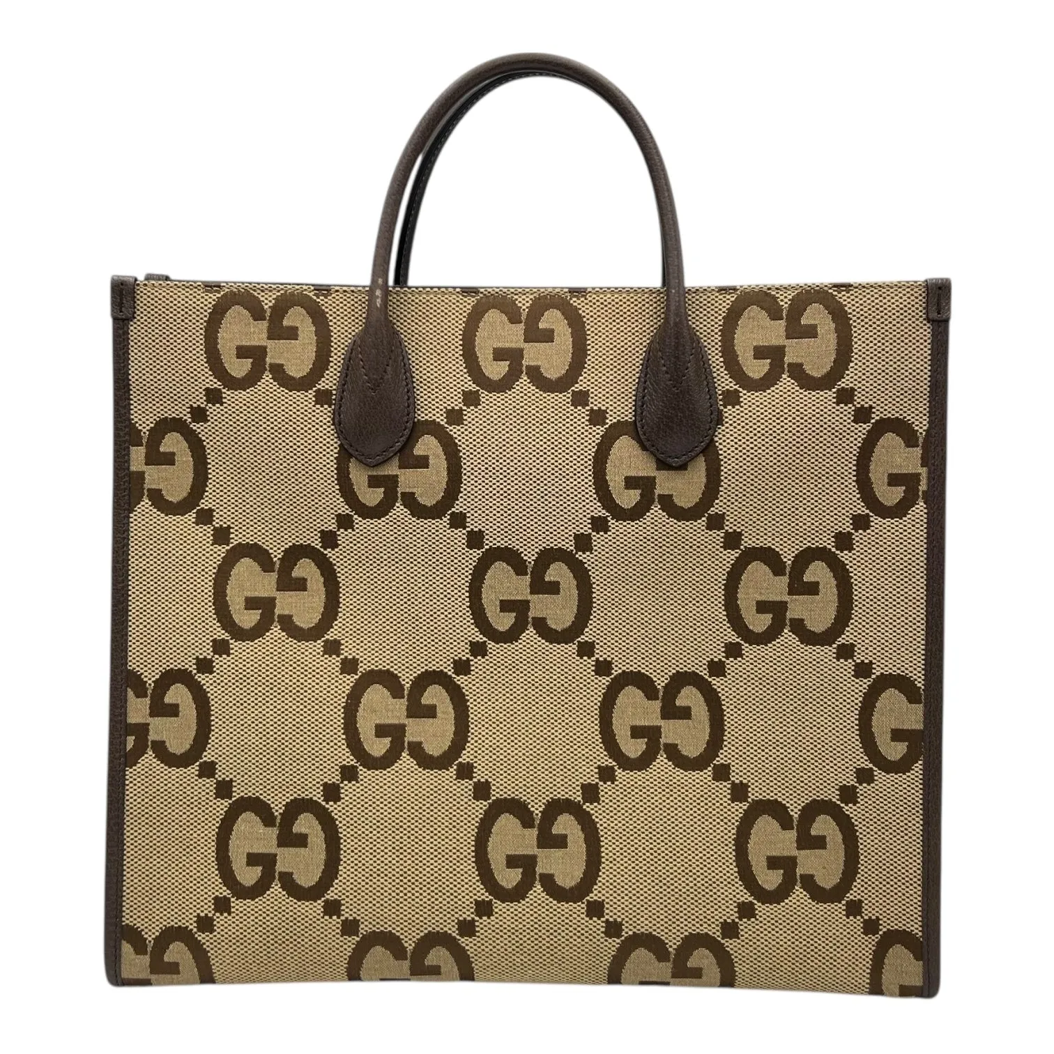 Jumbo GG Tote Bag Brown in Canvas, Gold hardware
