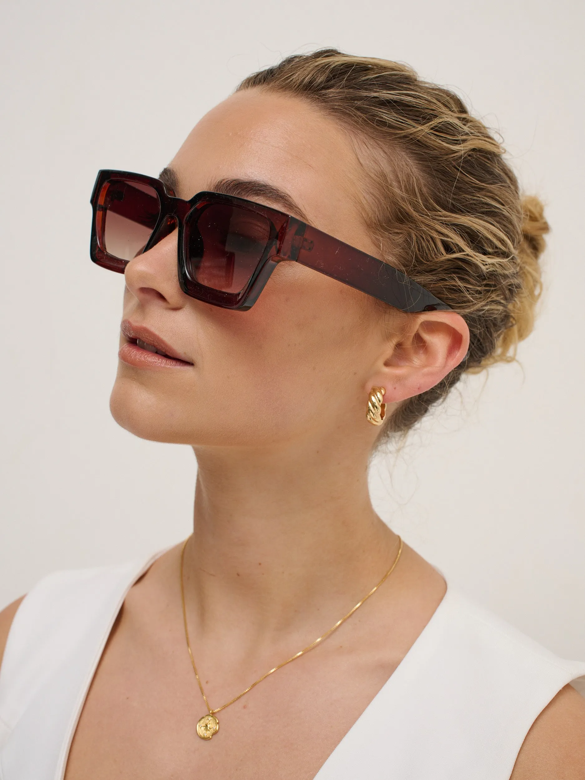 Jury Rectangular Sunglasses in Brown