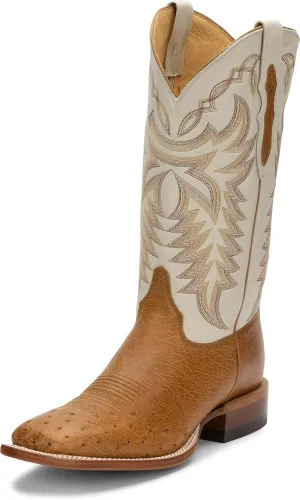 Justin Men's Pascoe 13" Smooth Ostrich Western Boot Broad Square Toe