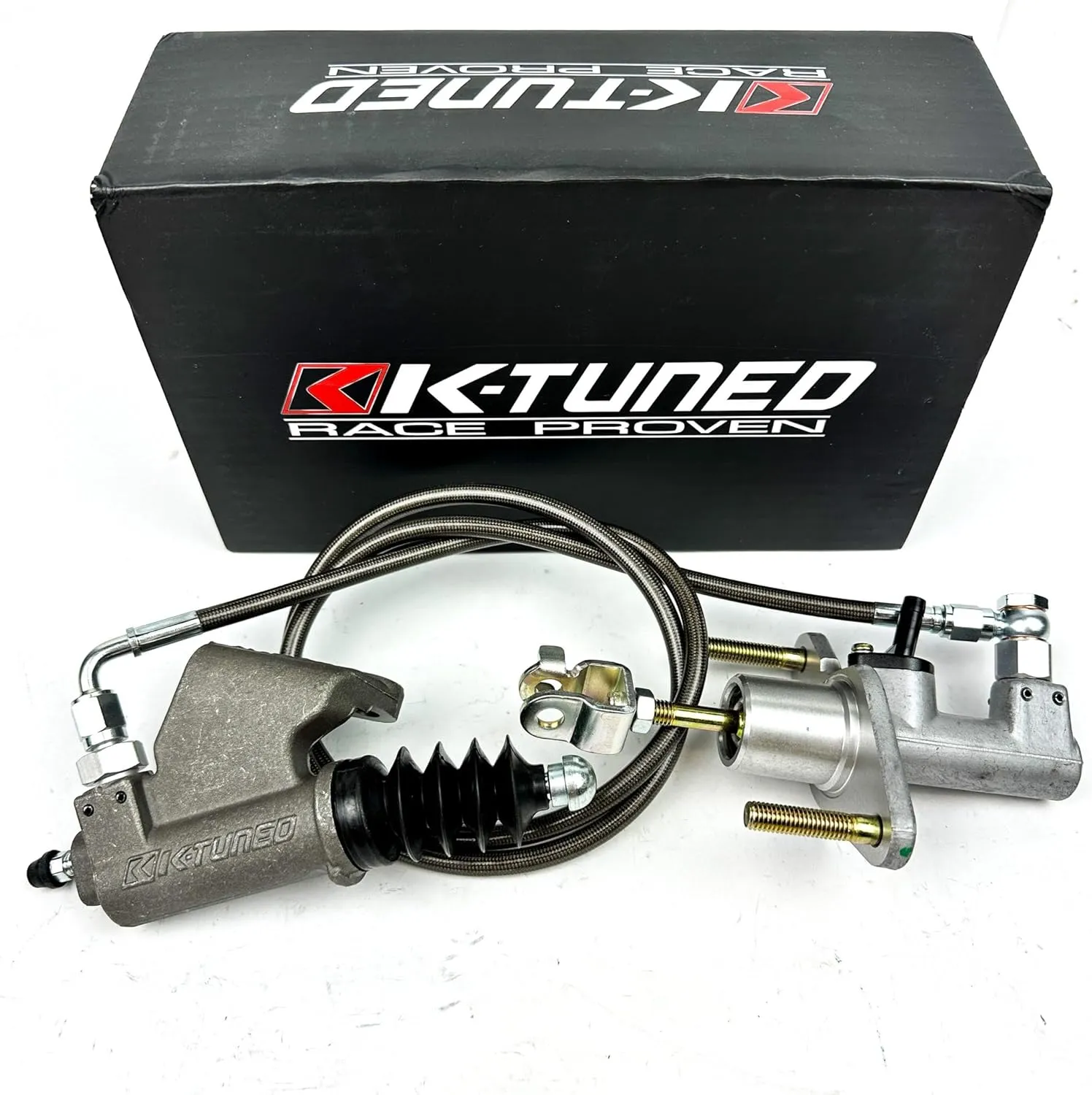 K Tuned Clutch Slave Cylinder with Exedy em2 Clutch Master Cylinder CMC and Stainless Steel Clutch Line For 2012-2015 Honda Civic Si 9th Gen Coupe Sedan K24 2012 2013 2014 2015 (Gunmetal)