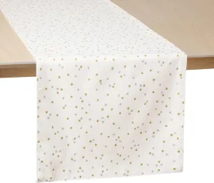 kate spade new york Celebration Confetti Dot Reversible Holiday Table Runner, 100% Cotton with Metallic Print, Machine Washable, Ivory/Gold/Silver, 15"x72"