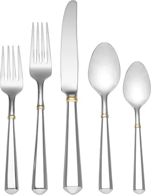 Kate Spade New York Todd Hill Gold 5-Piece Flatware Set, 0.85 LB, Metallic