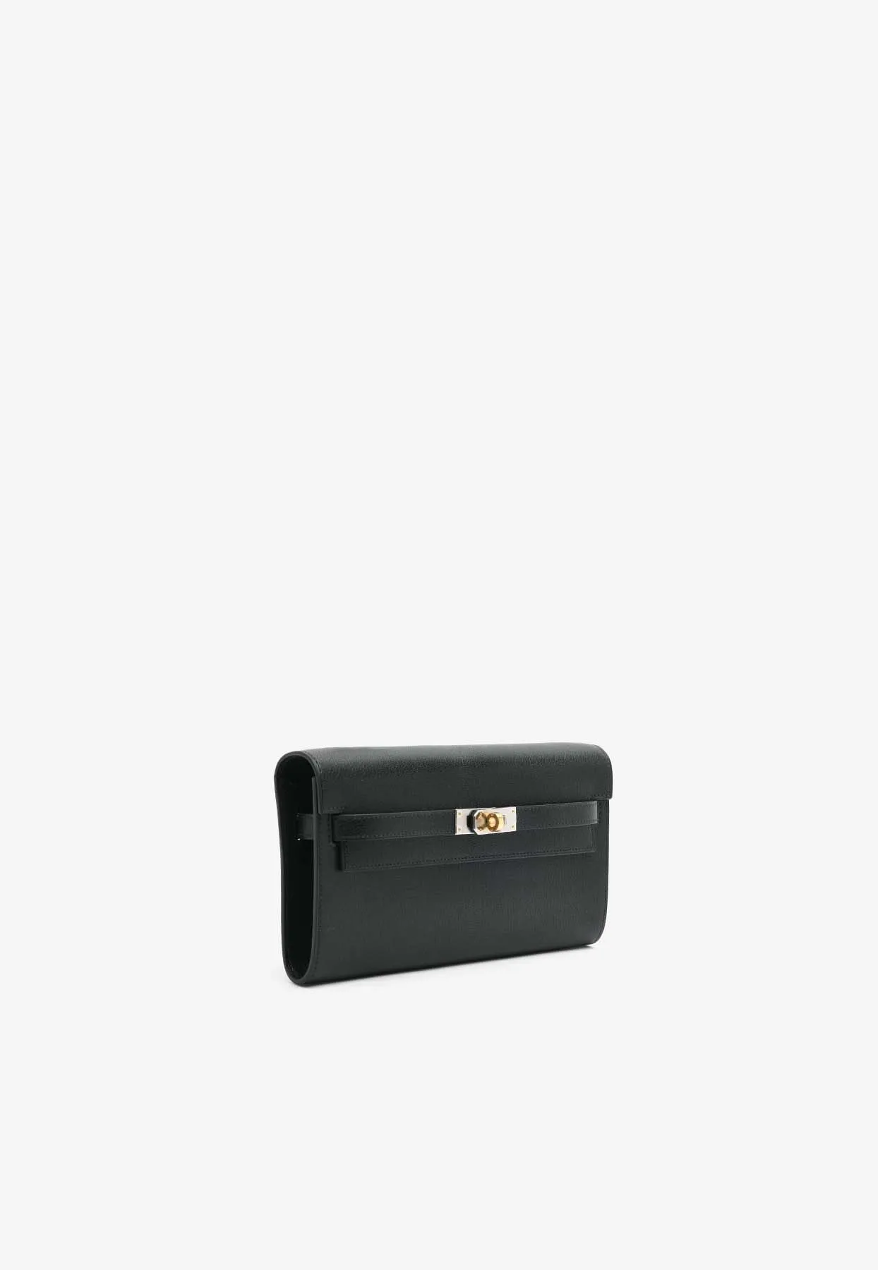 Kelly To Go Wallet in Black Chamkila Leather in Electrum Hardware