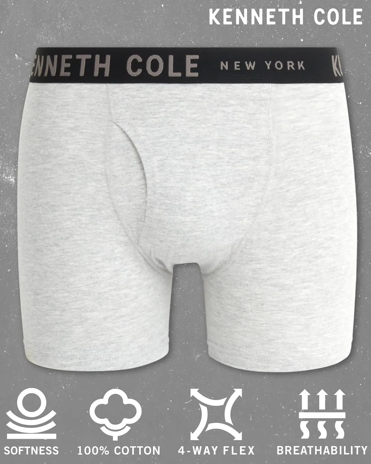 Kenneth Cole Men's Underwear - Cotton Stretch Boxer Briefs with Pouch - 3 Pack Classic Multipack Boxer Briefs for Men (S-XL)