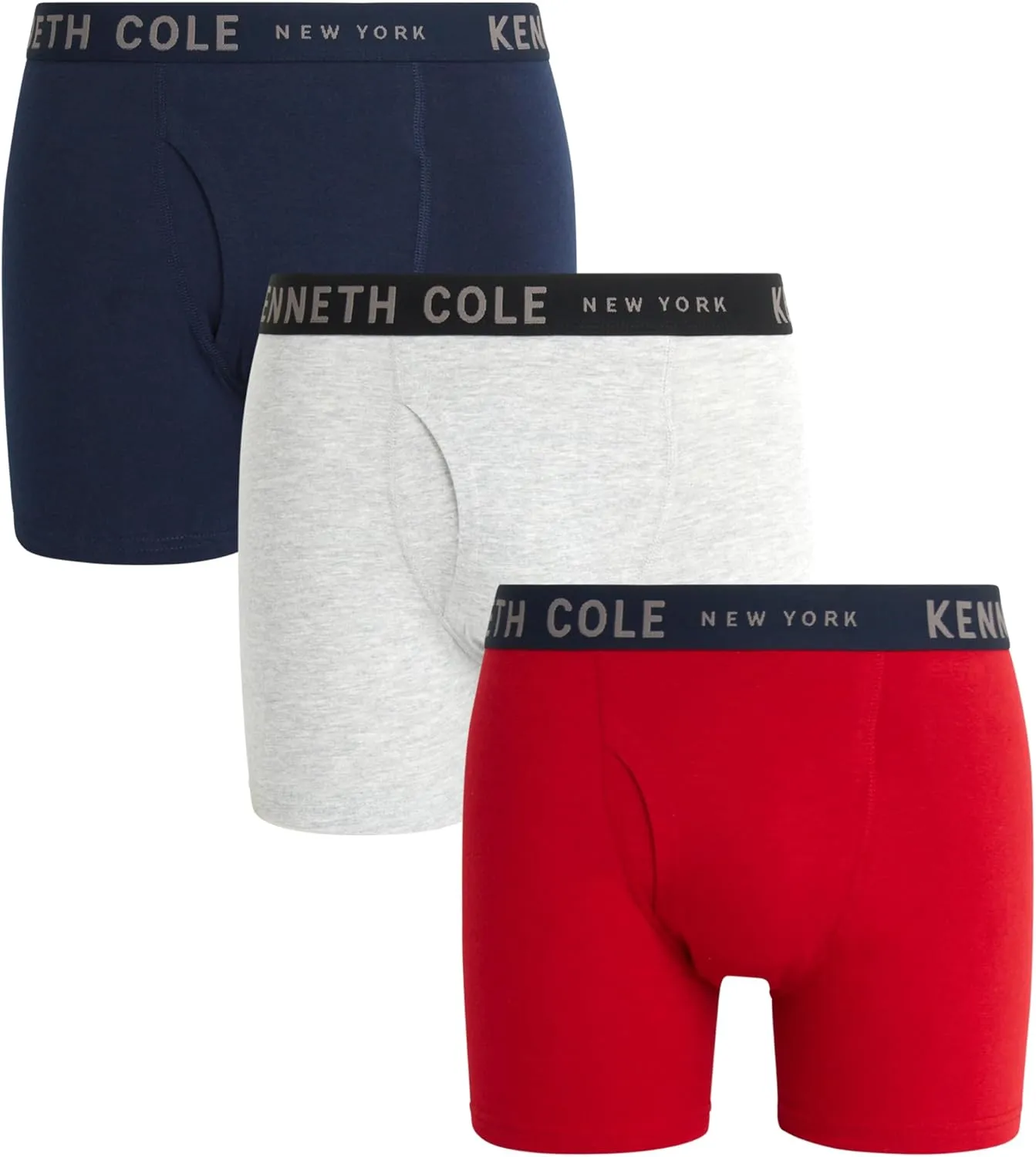 Kenneth Cole Men's Underwear - Cotton Stretch Boxer Briefs with Pouch - 3 Pack Classic Multipack Boxer Briefs for Men (S-XL)
