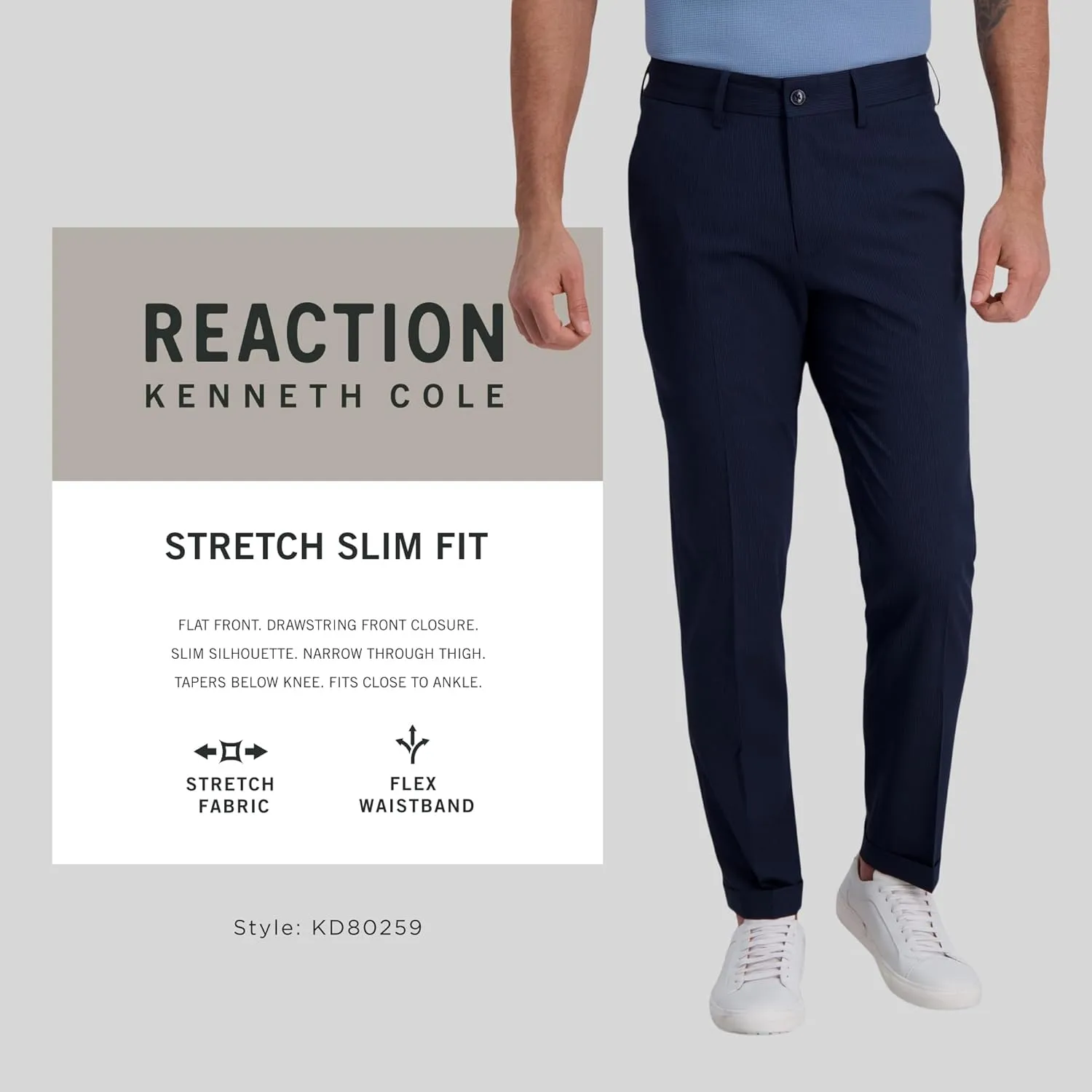 Kenneth Cole REACTION Men's Fashion Patterned Slim Fit Dress Pant