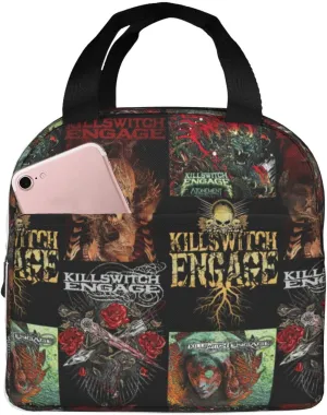 Killswitch Rock Band Engage Insulated Lunch Bags Reusable Lunch Tote Bag Lunch Container Meal Holder with Front Pocket Sturdy Handbag Lunch Zipper Cooler Bag for Activities